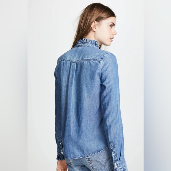 FRAME | Springfield ruffle denim top | size medium - Picture 4 of 9